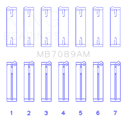 King Engine Bearings King Audi/Volkswagen ABV/AES/AUE Crankshaft Main Bearing Set (Set of 7) (Standard Size) MB7089AM MB7089AM Photo - Primary