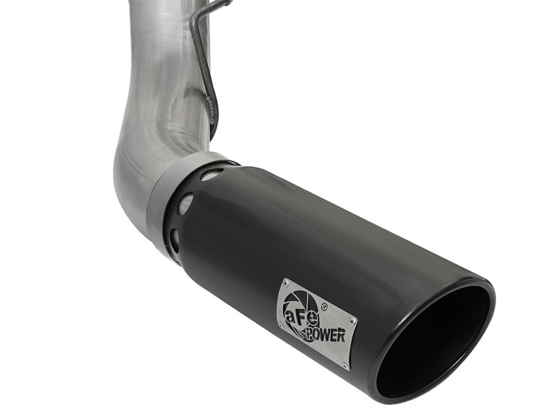 aFe Large Bore-HD 5in 409 Stainless Steel DPF-Back Exhaust System w/Black 49-43090-B Photo - Unmounted