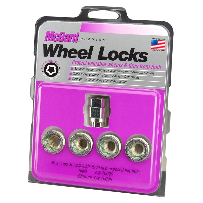 McGard Wheel Lock Nut Set - 4pk. (Under Hub Cap / Cone Seat) 7/16-20 / 3/4 & 13/16 Hex / .775in. L 24011 24011 Photo - in package