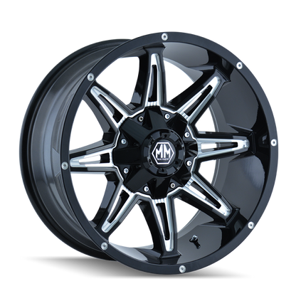 Mayhem 8090 Rampage 17x9 / 5x127 BP / -12mm Offset / 87mm Hub Black w/ Milled Spokes Wheel 8090-7952M 8090-7952M Photo - Primary