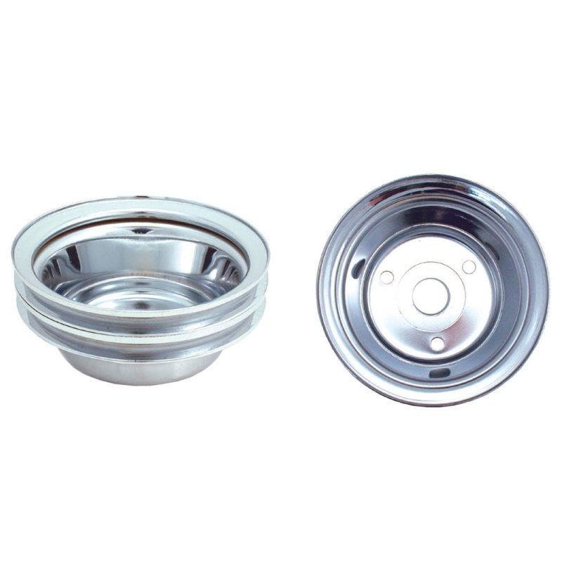 Spectre SB Chevy (w/Long Water Pump) Double Lower Groove Crankshaft Pulley - Chrome 4438 4438 Photo - Primary