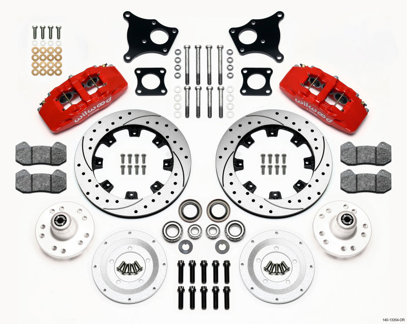 Wilwood Dynapro 6 Front Hub Kit 12.19in Drilled Red AMC 71-76 OE Disc w/o Bendix Brakes 140-13554-DR 140-13554-DR Photo - Primary