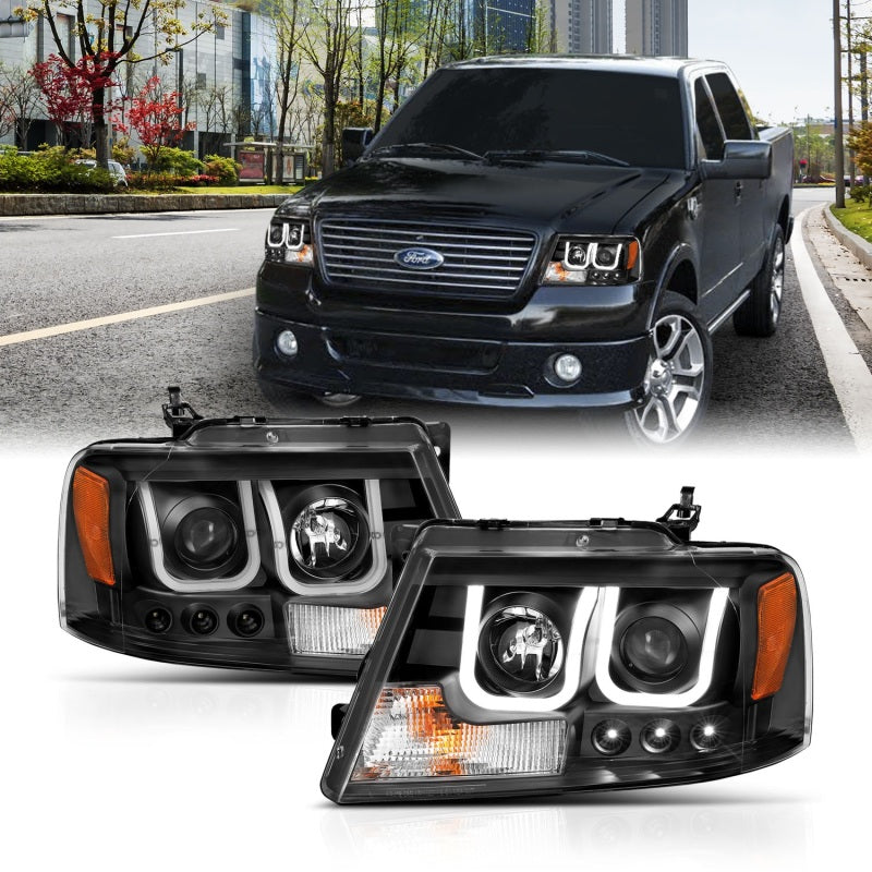 Anzo 2004-2008 Ford F-150 Projector Headlights w/ U-Bar Black 111288 Photo - Primary