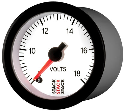 Autometer Stack 52mm 8-18V Pro Stepper Motor Battery Voltage Gauge - White ST3366 ST3366 User 3