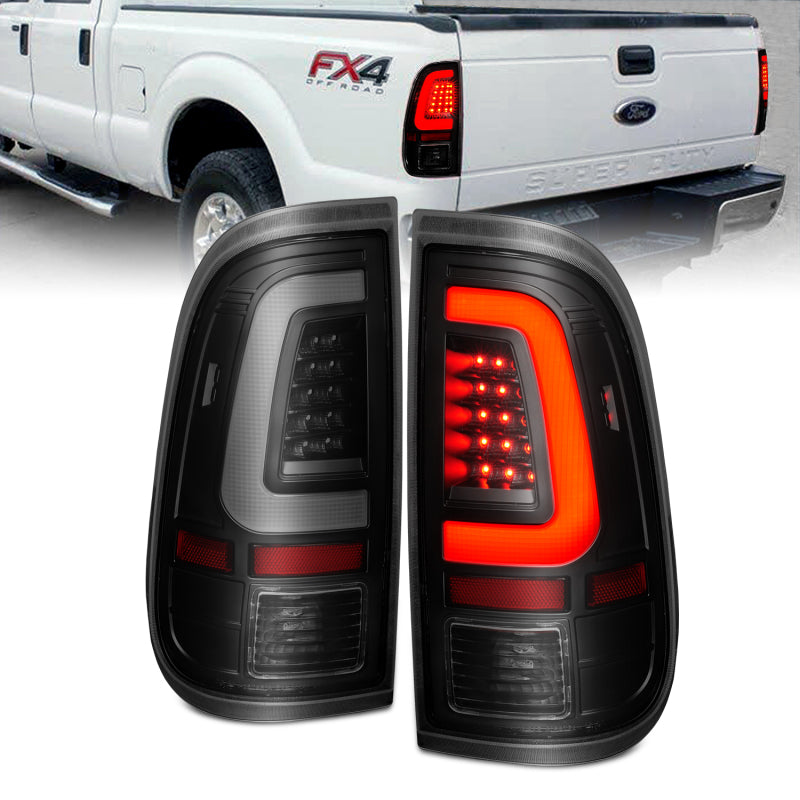 ANZO 2008-2016 Ford  F-250  LED Tail w/ Lights Bar Black Housing Smoke Lens 311379 311379 Photo - Primary