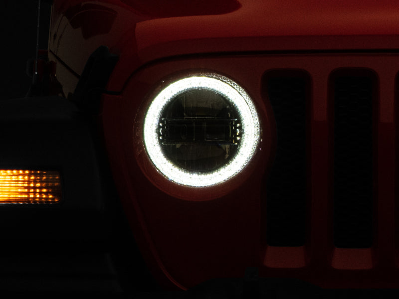 Raxiom 18-22 Jeep Wrangler JL/JT Axial Series LED Headlights- Black Housing (Clear Lens) J133763 J133763 Photo - Close Up