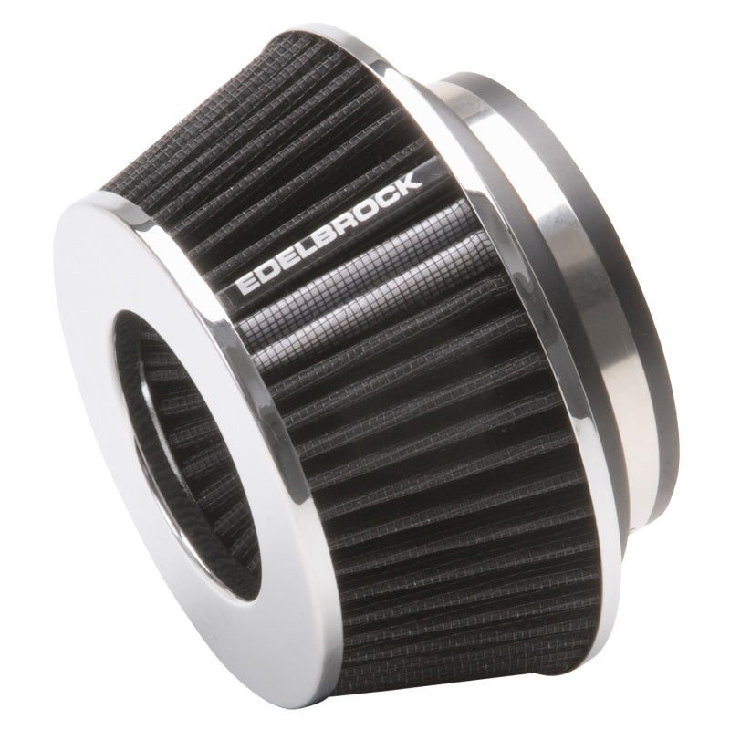 Edelbrock Air Filter, Pro-Flo Series, Conical, 3.7" Tall, Black/Chrome 43610 Photo - Primary