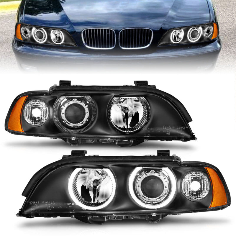 Anzo 1997-2001 BMW 5 Series Projector Headlights w/ Halo Black 121017 Photo - Primary