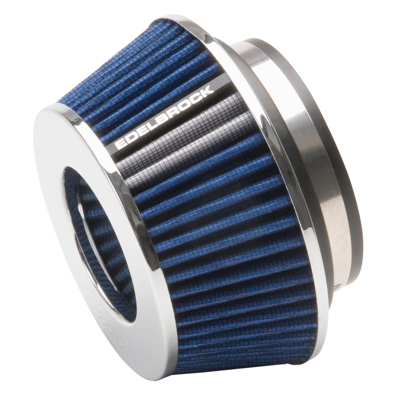 Edelbrock Air Filter, Pro-Flo Series, Conical, 3.7" Tall, Blue/Chrome 43613 Photo - Primary