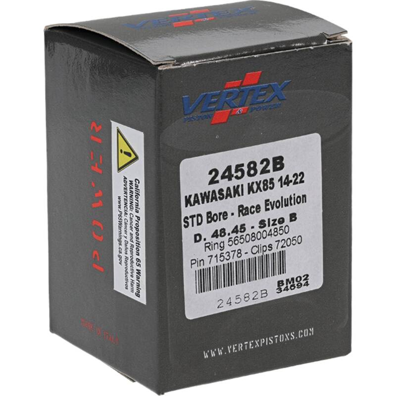 Vertex Pistons Vertex Piston 14-24 Kawasaki KX 85 85cc Cast Race Evolution Piston Kit 24582B 24582B Photo - Primary
