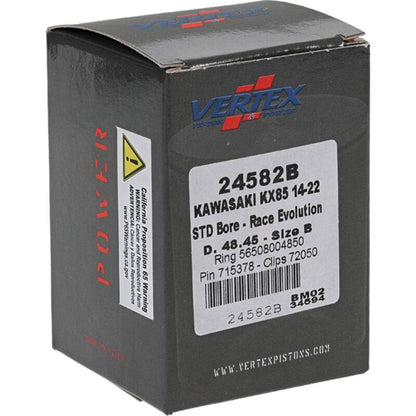 Vertex Pistons Vertex Piston 14-24 Kawasaki KX 85 85cc Cast Race Evolution Piston Kit 24582B 24582B Photo - Primary