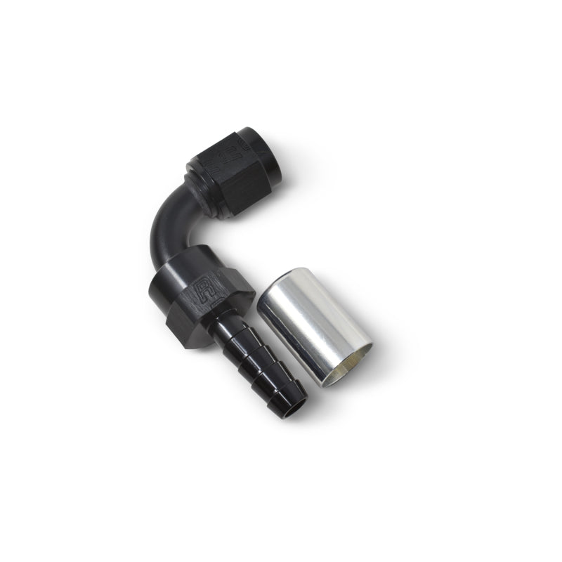 Russell #10 Crimp-on 90° Hose End - Black / Silver 610603 Photo - out of package