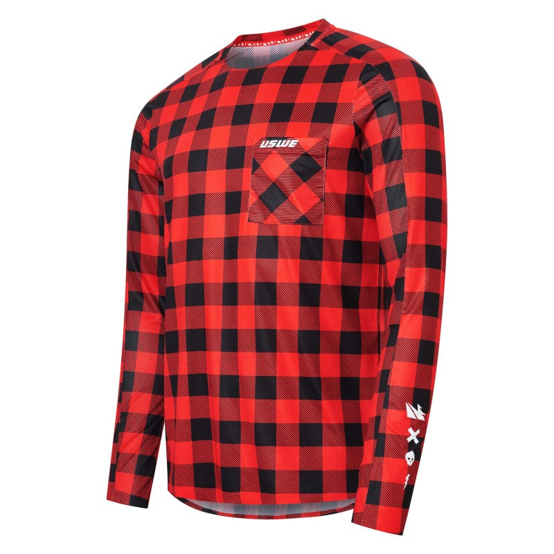 USWE Flannel Long Sleeve Lightweight Off-Road Jersey Flame Red - Medium 80951061400105 80951061400105 User 1