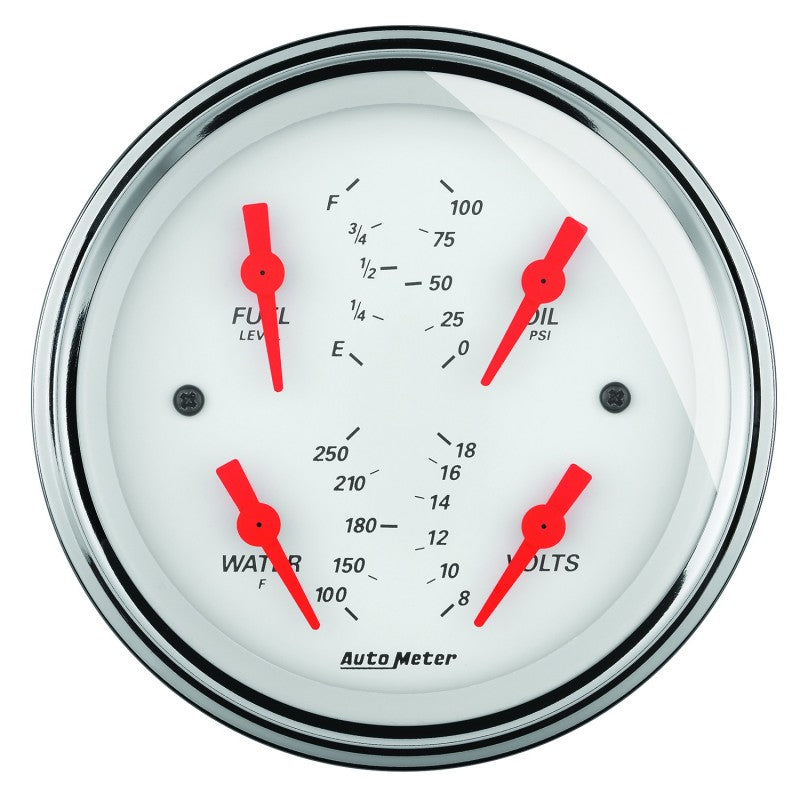 Autometer Arctic White 5in Quad GA, Fuel Level, 0-90 OHM 1319 1319 Photo - Primary