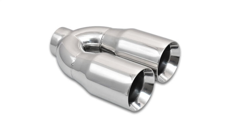 Vibrant Dual 3.5" Round Stainless Steel Tips (Double Wall, Straight Cut) 1339 Photo - Primary