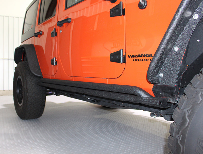 Fishbone Offroad 07-18 Jeep Wrangler JK 4 Door Rubicon Steel Rock Slider - Black Textured Powdercoat FB23011 FB23011 Photo - out of package