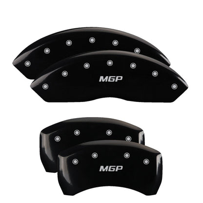 MGP 4 Caliper Covers Engraved Front & Rear MGP Black finish silver ch 10086SMGPBK 10086SMGPBK Photo - Primary