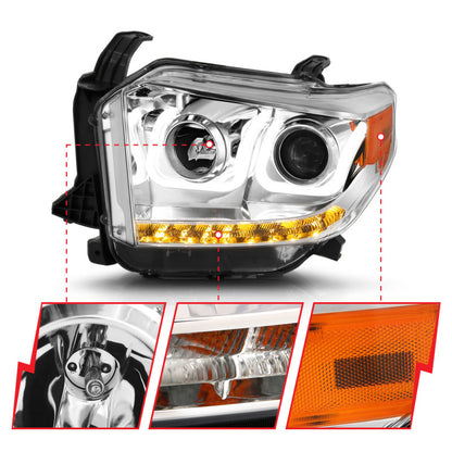 Anzo 2014-2015 Toyota Tundra Projector Headlights w/ U-Bar Chrome w/ DRL 111327 Photo - Unmounted