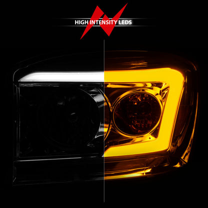 Anzo 06-09 Dodge RAM 1500/2500/3500 Headlights Chrome Housing/Clear Lens (w/Switchback Light Bars) 111527 111527 Photo - Unmounted