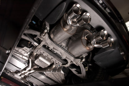 Stainless Works 2009-13 C6 Corvette Axleback 2-1/2in Dual Chambered Turbo Mufflers Quad 4in Tips C609CBQUAD C609CBQUAD Photo - Mounted