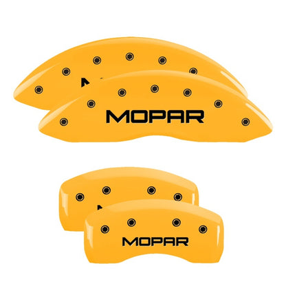 MGP 4 Caliper Covers Engraved Front & Rear MOPAR Yellow finish black ch 12192SMOPYL 12192SMOPYL Photo - Primary