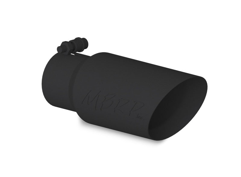 MBRP Universal Tip 4in OD 3in Inlet 10in Length Dual Wall Angled End Black T5156BLK Photo - Primary