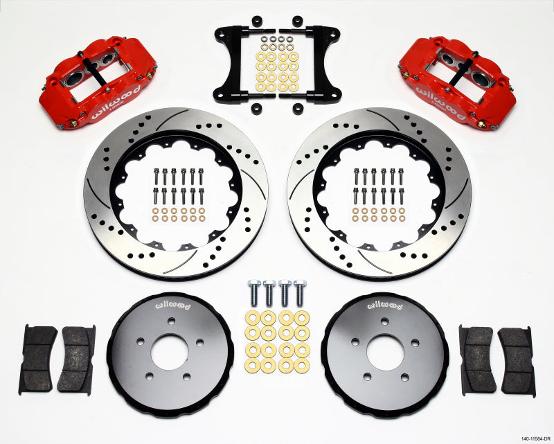 Wilwood Narrow Superlite 6R Front Hat Kit 14.00in Drill Red Nissan 370Z/Fiti G37 140-11584-DR 140-11584-DR Photo - Primary