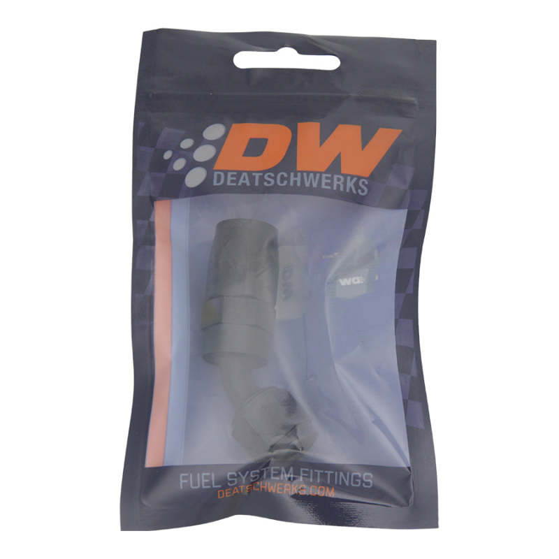 DeatschWerks 6AN Female Swivel 45-Degree Hose End CPE - Anodized Matte Black 6-02-0802-B 6-02-0802-B Photo - lifestyle view