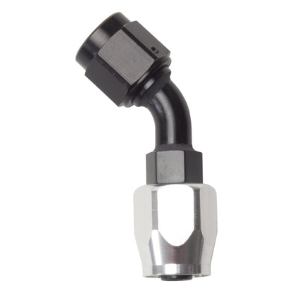 Russell Performance -4 AN Black/Silver 45 Degree Full Flow Hose End 610083 610083 Photo - Primary