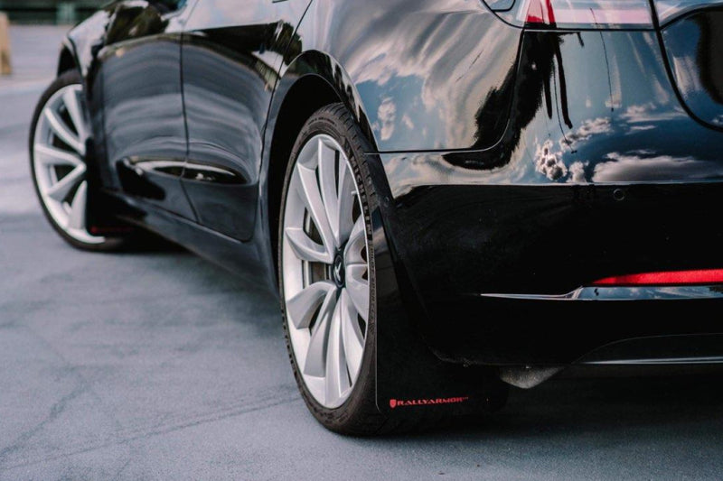 Rally Armor 17+ Tesla Model 3 UR Black Mud Flap w/ White Logo MF62-UR-BLK/WH MF62-UR-BLK/WH User 1