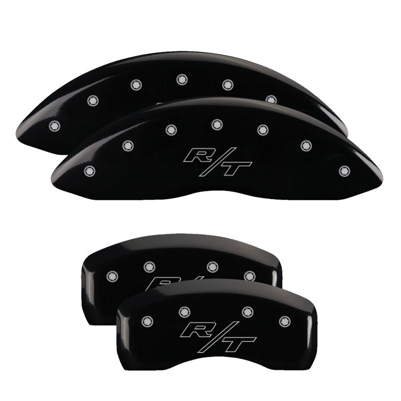 MGP 4 Caliper Covers Engraved Front & Rear Vintage Style/RT Black finish silver ch 12192SRTRBK 12192SRTRBK Photo - Primary