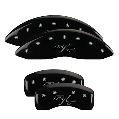 MGP 4 Caliper Covers Engraved Front & Rear Vintage Style/RT Black finish silver ch 12192SRTRBK 12192SRTRBK Photo - Primary