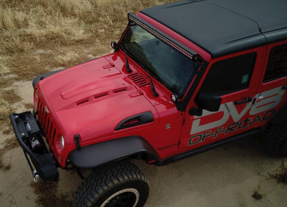 DV8 Offroad 07-18 Jeep Wrangler JK Metal Heat Dispersion Hood - Primer Black HDMB07-02 HDMB07-02 Photo - Mounted