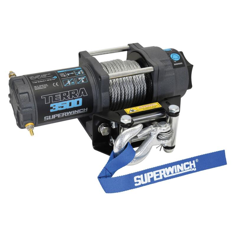 Superwinch 3500 LBS 12V DC 7/32 in x 32 ft Steel Rope Terra 3500 Winch - Gray Wrinkle 1135260 1135260 Photo - out of package