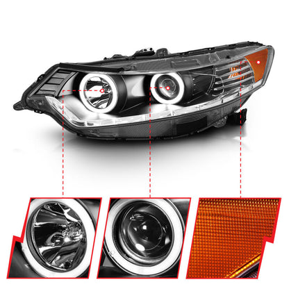 Anzo 2009-2012 Acura Tsx Projector Headlights w/ Halo Black (CCFL) 121393 Photo - Close Up
