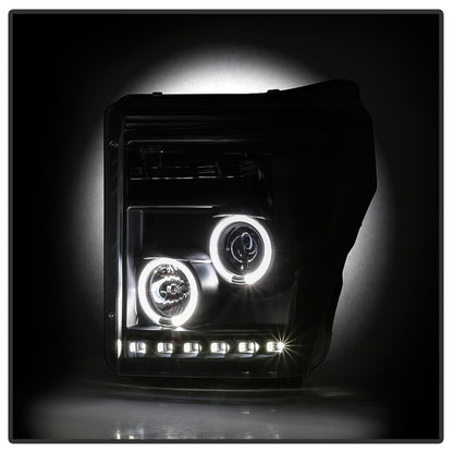 Spyder Ford Super Duty 11-16 Projector Headlights LEDHalo DRL All Black PRO-YD-FS11-HL-BKV2 5086013 5086013 Photo - Unmounted