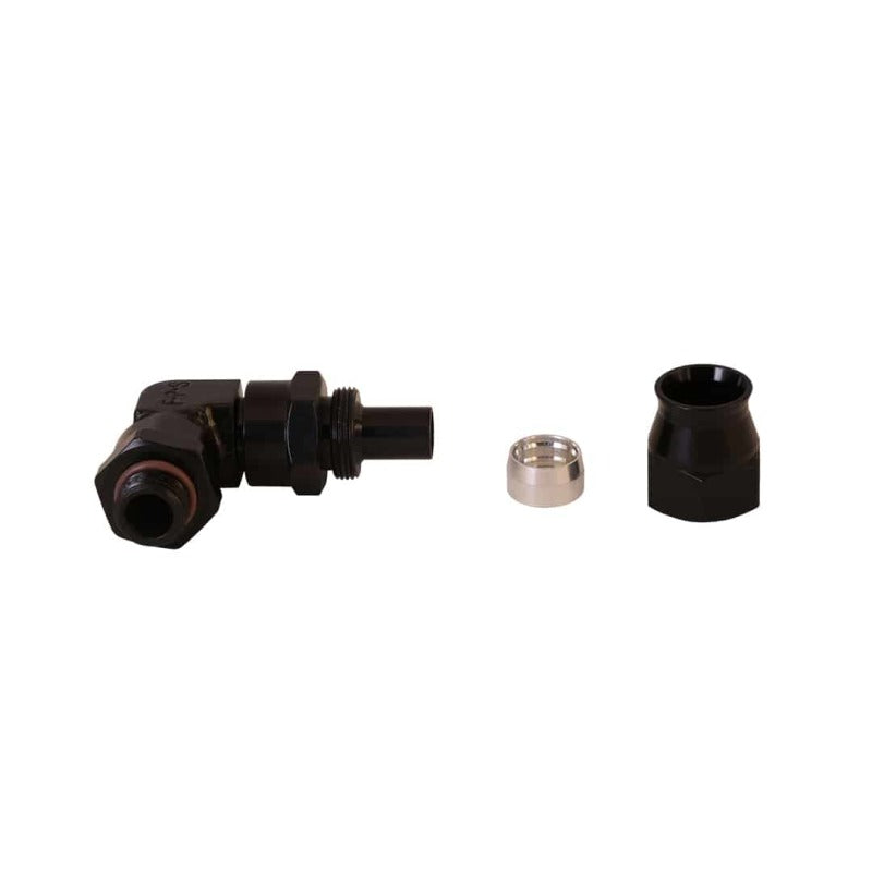 Aeromotive PTFE Hose End - AN-06 to AN-08 Hose - 90 Deg - Black Anodized 15736 15736 Photo - Close Up