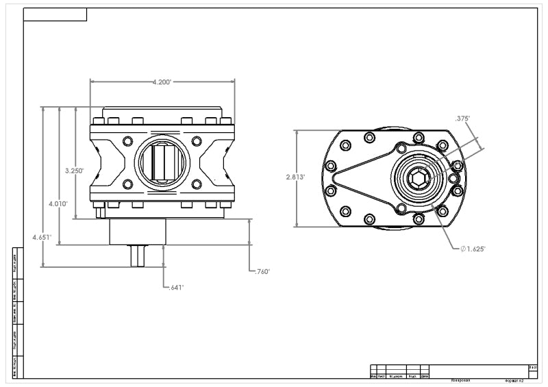 Aeromotive Spur Gear Fuel Pump - 7/16in Hex - 1.00 Gear - 21.5gpm 11133 11133 Technical Drawing