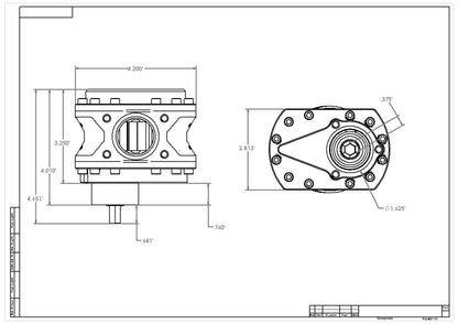 Aeromotive Spur Gear Fuel Pump - 3/8in Hex - 1.00 Gear - Steel Body - 21.5gpm 11161 11161 Technical Drawing