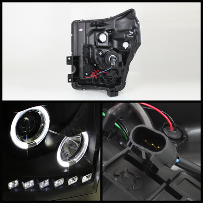 Spyder Ford Super Duty 11-15 Projector Headlights LEDHalo DRL Blk High H1 Low 9006 PRO-YD-FS11-HL-BK 5070272 5070272 User 1