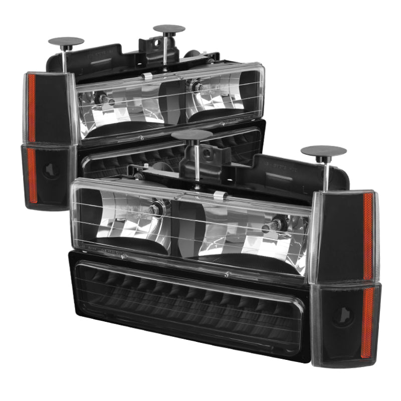 SPYDER Xtune GMC Yukon 92-93 Crystal Headlights w/ Corner & LED Bumper Black HD-JH-GMCCK88-LED-AM-BK-SET 5073532 5073532 Photo - Primary