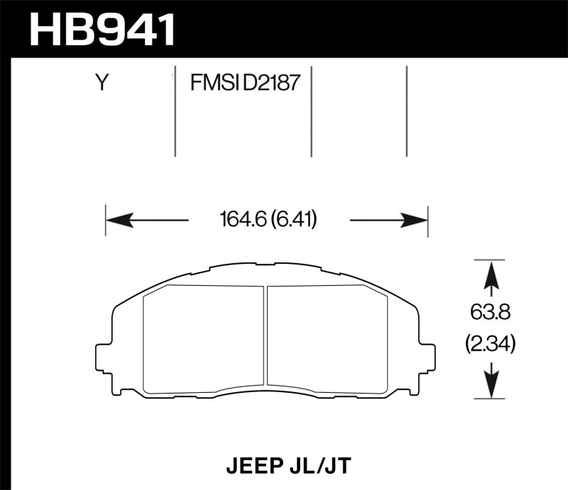 Hawk 2018 Jeep Wrangler Rubicon LTS Street Front Brake Pads HB941Y.712 HB941Y.712 Photo - Primary
