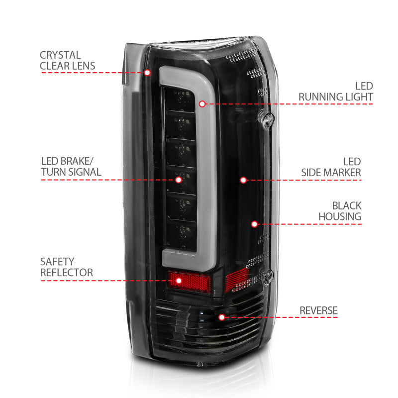 ANZO 1987-1996 Ford F-150 LED Taillights Black Housing Clear Lens (Pair) 311350 311350 Photo - Unmounted