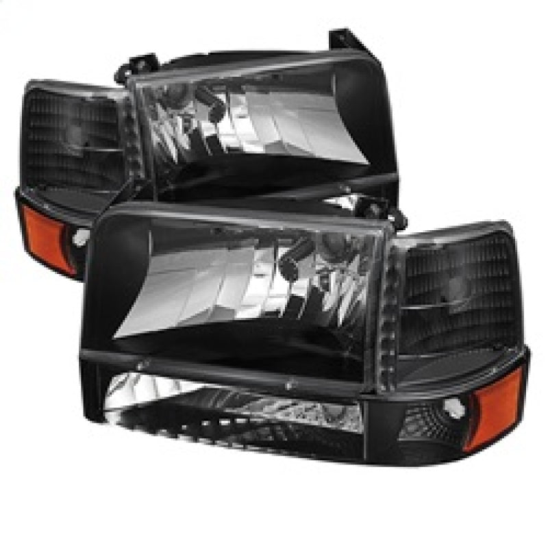 SPYDER Xtune Ford F150/Bronco 92-96 Headlights w/Corner Bumper 6pcs Amber- Black HD-JH-FB92-SET-AM-BK 5073136 5073136 Photo - Primary