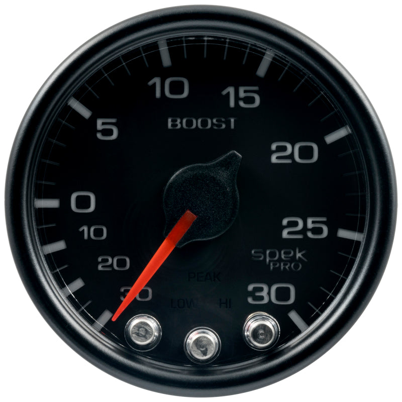 Autometer Spek-Pro Gauge Vac/Boost 2 1/16in 30Inhg-30psi Stepper Motor W/Peak & Warn Black/Black P30232 P30232 User 2
