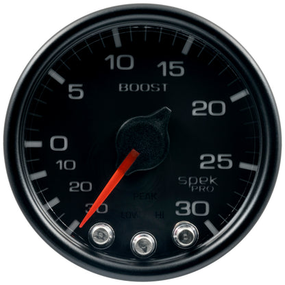 Autometer Spek-Pro Gauge Vac/Boost 2 1/16in 30Inhg-30psi Stepper Motor W/Peak & Warn Black/Black P30232 P30232 User 2