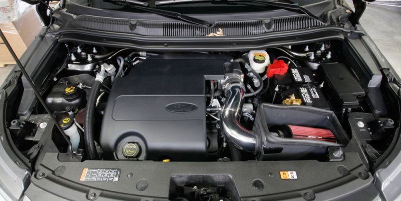 Spectre 11-19 Ford Explorer V6-3.5L F/I Air Intake Kit - Polished Aluminum w/Red Filter 9038 9038 Photo - Mounted