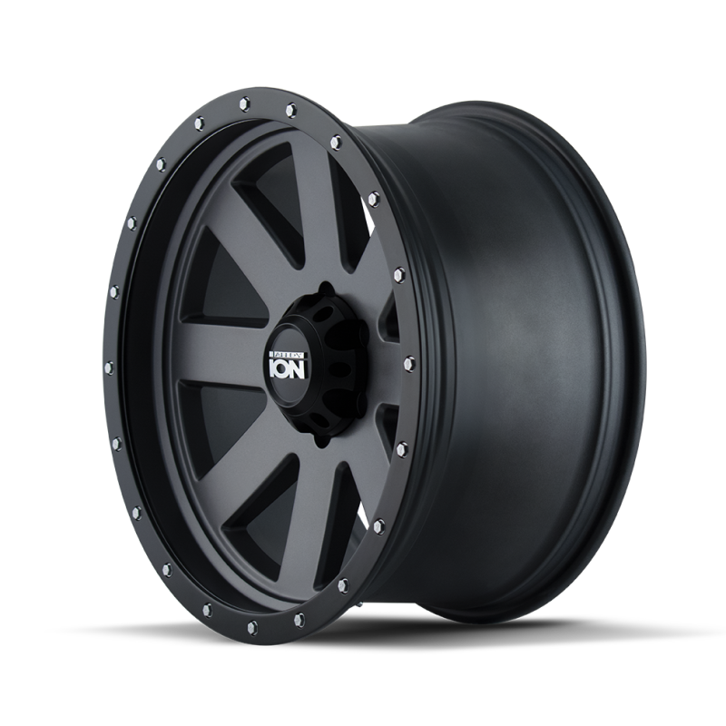 ION Wheels ION Type 134 18x9 / 6x135 BP / 0mm Offset / 87mm Hub Matte Gunmetal/Black Beadlock Wheel 134-8936MG 134-8936MG Photo - Primary