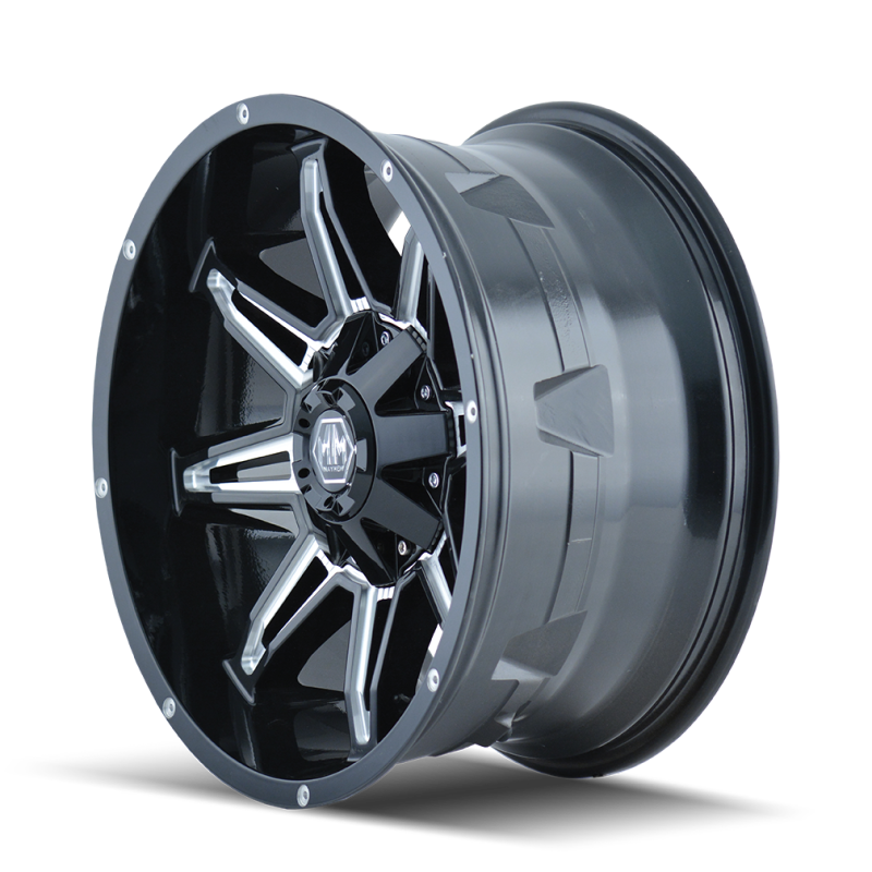 Mayhem 8090 Rampage 20x9 / 5x127 BP / 0mm Offset / 87mm Hub Black w/ Milled Spokes Wheel 8090-2952M 8090-2952M Photo - Primary