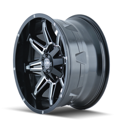 Mayhem 8090 Rampage 17x9 / 6x135 BP / -12mm Offset / 106mm Hub Black w/ Milled Spokes Wheel 8090-7937M 8090-7937M Photo - Primary